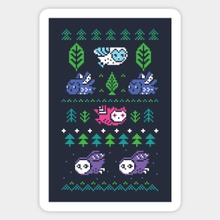 Christmas pixel owls Sticker
